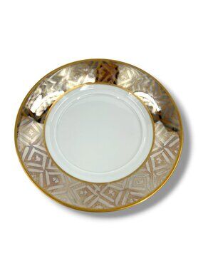 Puiforcat "Sumatra" Paul Judicoine Gold Trimmed Porcelain Plate Saucer 6.5"